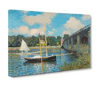 The Bridge At Argenteuil By Claude Monet Canvas Print | Gallery Wrapped 30mm Frame Wall Art | 24x16 inches | Ready to Hang | Impressionist Cityscape Picture | Living Room Bedroom Lounge Office