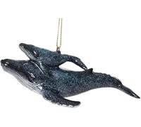 The Bridge Collection 1.25" Glass Mother and Baby Whale Coastal Christmas Tree Decoration - Marine Life Decor for Beach-Themed Holiday Celebrations