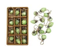 The Bridge Collection 1" Embossed Mint Green Mercury Glass Ornaments Multipack - Set of 12 - Mini Bulb Christmas Ornaments with Carton for Convenient Seasonal Storage