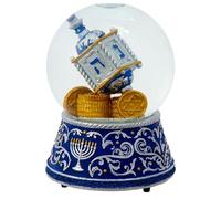 The Bridge Collection 100mm Hanukkah Gelt and Dreidel Snow Globe - Jewish Hanukkah Snow Globe - Festival of Lights Musical Snow Globe