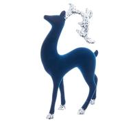 The Bridge Collection 12" Flocked Cobalt Deer Figurine - Navy Christmas Decor - Home for The Holidays - Blue Reindeer Figurine - Cobalt Reindeer Decor