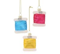 The Bridge Collection 2" Card of Embroidery Floss Ornament - Set of 3 - Sewing Thread Hanging Needlework and Craft Ornaments - Unique Gift for Sewers
