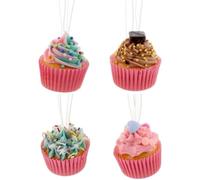 The Bridge Collection 2" Mini Cupcake Ornaments - Foam Non-Edible Decoration - Sweet Dessert Decor for Christmas Tree - Set of 4 - Styles Vary