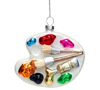 The Bridge Collection 3.25" Glittery Silver Color Paint Palette Ornament - Artist Painter's Palette Christmas Ornament