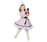 The Bridge Collection 4.5" Clara Ballerina Ornament Holding a Toy Nutcracker - Elegant Resin Ballet Christmas Tree Decoration