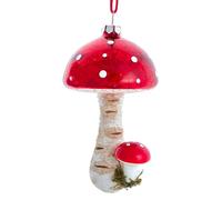 The Bridge Collection 4.75" Glass Toadstool Mushroom Ornament - Home for the Holidays - Christmas Tree Ornaments - Mushroom Christmas Ornaments - Toadstool Ornaments for Christmas Tree - Woodland Orna