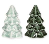 The Bridge Collection 4" Green Christmas Pine Tree Salt and Pepper Shakers - Set of 2 Mini Holiday Tree Shakers - Christmas Housewarming Gift