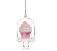 The Bridge Collection 4" Pink Frosted Cupcake in Glass Cloche Christmas Ornament - Sweet Treat Dessert Christmas Decoration - Bakery Cupcake in Glass Case