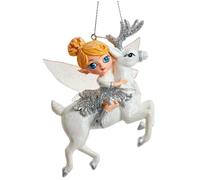 The Bridge Collection 4" White and Silver Fairy and Reindeer Ornament - Fairies Christmas Tree Ornaments - White Christmas Ornaments - Fairy Ornaments for Christmas Tree - Reindeer ORN