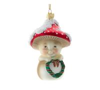 The Bridge Collection 5" Snow Covered Mushroom Child Ornament - Whimsical Toadstool Christmas Ornament