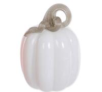 The Bridge Collection 6" Elegant White Autumn Pumpkin Fall Glass Figurine - Harvest & Thanksgiving Home Decorations