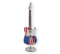 The Bridge Collection 7" US Flag Electric Guitar Miniature- Patriotic Mini Guitar-Musical Instrument Decor for Home-American Flag Guitar Collectible-Gift for Guitar Players-Music Room Decoration