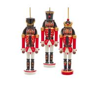 The Bridge Collection African American Nutcracker Ornaments - Set of 3 - Nutcracker Soldier Ornaments for Holiday Decor - Black Nutcrackers Christmas Ornaments