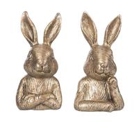 The Bridge Collection Antique Inspired Bunny Bookends - Modern Metallic Rabbit Decor for Spring Shelves and Easter Styling - Decorative Bunny Bookends