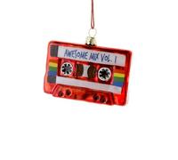 The Bridge Collection Awesome Mix Tape Ornament - Red Glass Retro Cassette Christmas Ornament for Music Lovers