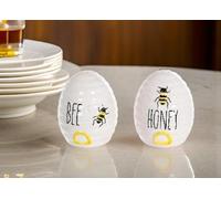 The Bridge Collection Beehive Salt and Pepper Shaker Set - 2 Piece Set - Honey Bee Salt & Pepper Shakers - Summer Kitchen Decor