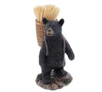 The Bridge Collection Black Bear Toothpick Holder With Basket - Rustic Cabin Wildlife Kitchen Decor - Lodge And Woodland Tabletop Accent