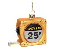 The Bridge Collection Blown Glass Tape Measure Ornament - 3" Measuring Tape Handy Man Christmas Ornament - Construction Holiday Decor