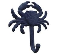 The Bridge Collection Cast Iron Coastal Blue Crab Wall Hook Key Hook for Beach House or Nautical Decor