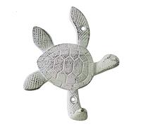 The Bridge Collection Cast Iron Sea Turtle Hook - Ocean Life Hooks (White)