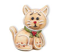 The Bridge Collection Cat Gingerbread Figurine - Festive Gingerbread Cookie Kitten with Icing Accents Tabletop Figuire for Baking Themed Christmas Animal Decor - Gift for Cat Lovers