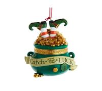 The Bridge Collection Catch of Luck Irish Leprechaun Pot of Gold Christmas Ornament - 3.75"