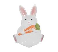 The Bridge Collection Ceramic Easter Bunny Spoon Rest - Cute Rabbit Spoon Rest With Carrot Detail - Spring Kitchen Decor For Stove Tops, Counters And Seasonal Cooking Displays