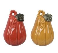 The Bridge Collection Ceramic Pumpkin Salt and Pepper Shakers - Fall Salt & Pepper Shaker Set - Thanksgiving Kitchen Decor