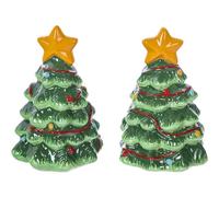 The Bridge Collection Christmas Tree Salt and Pepper Shakers - Festive Ceramic Salt & Pepper Shakers - Holiday Kitchen Tabletop Decor