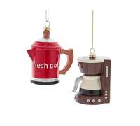 The Bridge Collection Coffee Pot and Maker Ornament Set - Cafe Inspired Barista Christmas Tree Decorations - Fresh Pot of Coffee by Espresso Machine Christmas Decorations