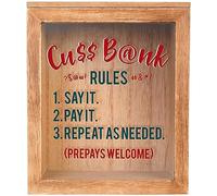 The Bridge Collection Cuss Wooden Coin Bank - Swear Jar Coin Collector for College Fund - Humorous Art for Home Decor