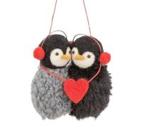 The Bridge Collection Felt Penguin Couple Christmas Ornament - Cute Our First Christmas Couple's Adorable Birds with Red Heart Accent