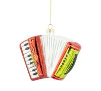 The Bridge Collection Glass Accordion Christmas Ornament - Musical Instrument Holiday Decoration - Colorful Accordion Ornament with Glitter Detail