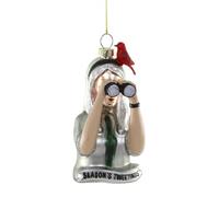 The Bridge Collection Glass Birdwatcher Christmas Ornament - Season's Tweetings Glass Bird Watching Ornament with Binoculars & Red Cardinal
