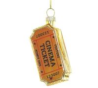 The Bridge Collection Glass Cinema Ticket Ornament - 3" Gold Movie Theater Ticket Christmas Ornament - Admit 1 Ticket for Theatre Perfomance on Sage - Gilded Fancy Edges