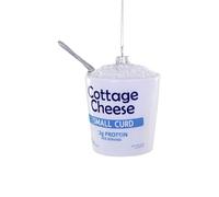 The Bridge Collection Glass Cottage Cheese Ornament - 3" Small Curd Cottage Cheese Tub Christmas Ornament - Food Themed Holiday Decor