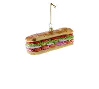 The Bridge Collection Glass Deluxe Sub Ornament - 5" Sub Sandwich Food Christmas Ornament - Known as Hoagie, Hero, Grinder, Po Boy, Torpedo, Wedge, Italian with Lettuce, Tomato, Onion, Deli Meat