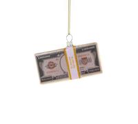 The Bridge Collection Glass Fake Million Dollar Bill - Bundle of Cash Ornament - 2.5" Faux Money Christmas Ornament - Funny
