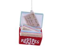 The Bridge Collection Glass Favorite Recipes Ornament - 3.25" Secret Family Recipe Box Christmas Ornament - Remembering Homemade Meals