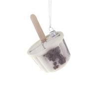 The Bridge Collection Glass Ice Cream Cup Ornament - 3.5" Chocolate Swirl Ice Cream Christmas Ornament - Dessert Food Holiday Decor