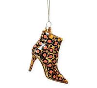 The Bridge Collection Glass Leopard Print Boot Ornament - 3.5" Animal Print Stiletto Christmas Ornament