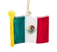 The Bridge Collection Glass Mexican Flag Ornament - 4.5" Handcrafted Glass Christmas Decor - Mexican Heritage Holiday Decor - Colorful Cultural Flag Ornament- Mexican Flage Christmas Tree Ornament