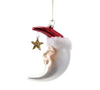 The Bridge Collection Glass Moon with Santa Face Ornament - 6" Holiday Santa Crescent Moon Christmas Ornament -Celestial Lunar Inspired Hanging Holiday Ornament - Outer Space Lovers