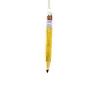 The Bridge Collection Glass Pencil Ornament - Glittered Yellow Pencil with Pink Eraser - Great for Teachers, Writers, & Students