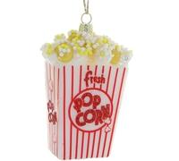 The Bridge Collection Glass Popcorn Ornament - 4" Movie Theater Popcorn Bucket Christmas Ornament