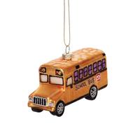 The Bridge Collection Glass School Bus Ornament - 4.5" Yellow School Christmas Ornament for Bus Drivers