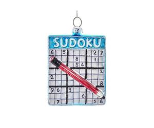 The Bridge Collection Glass Sudoku Christmas Ornament - Fun Puzzle Themed Holiday Decoration - Unique Ornament Gift for Sudoku Lovers and Brain Game Fans