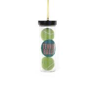 The Bridge Collection Glass Tennis Balls Ornament - 3.5" Ball Canister Christmas Ornament for Tennis Players or Dog Owners
