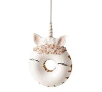The Bridge Collection Glass Unicorn Donut Ornament - 5" Frosted Donut Unicorn Christmas Ornament - Food Fairy Tale Holiday Decor