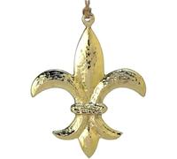 The Bridge Collection Gold Fleur De Lis Ornament - Primitive Fleur-De-LYS Ornament for Holiday Decor - Metal French Lily Christmas Ornament